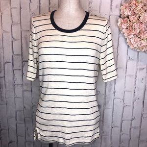 Madewell cream & black striped short sleeves knit
